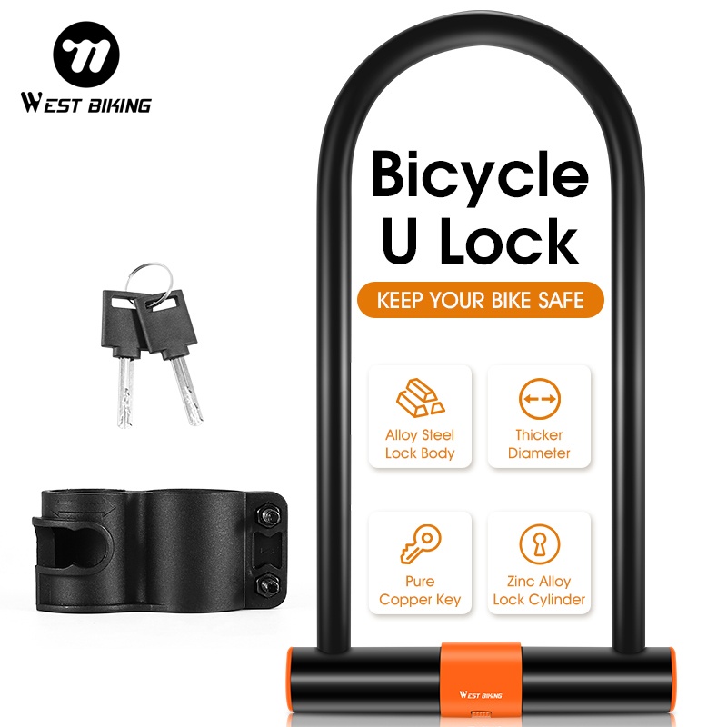 U Lock Heavy Duty - WEST BIKING Cadenas antivol double ouverture